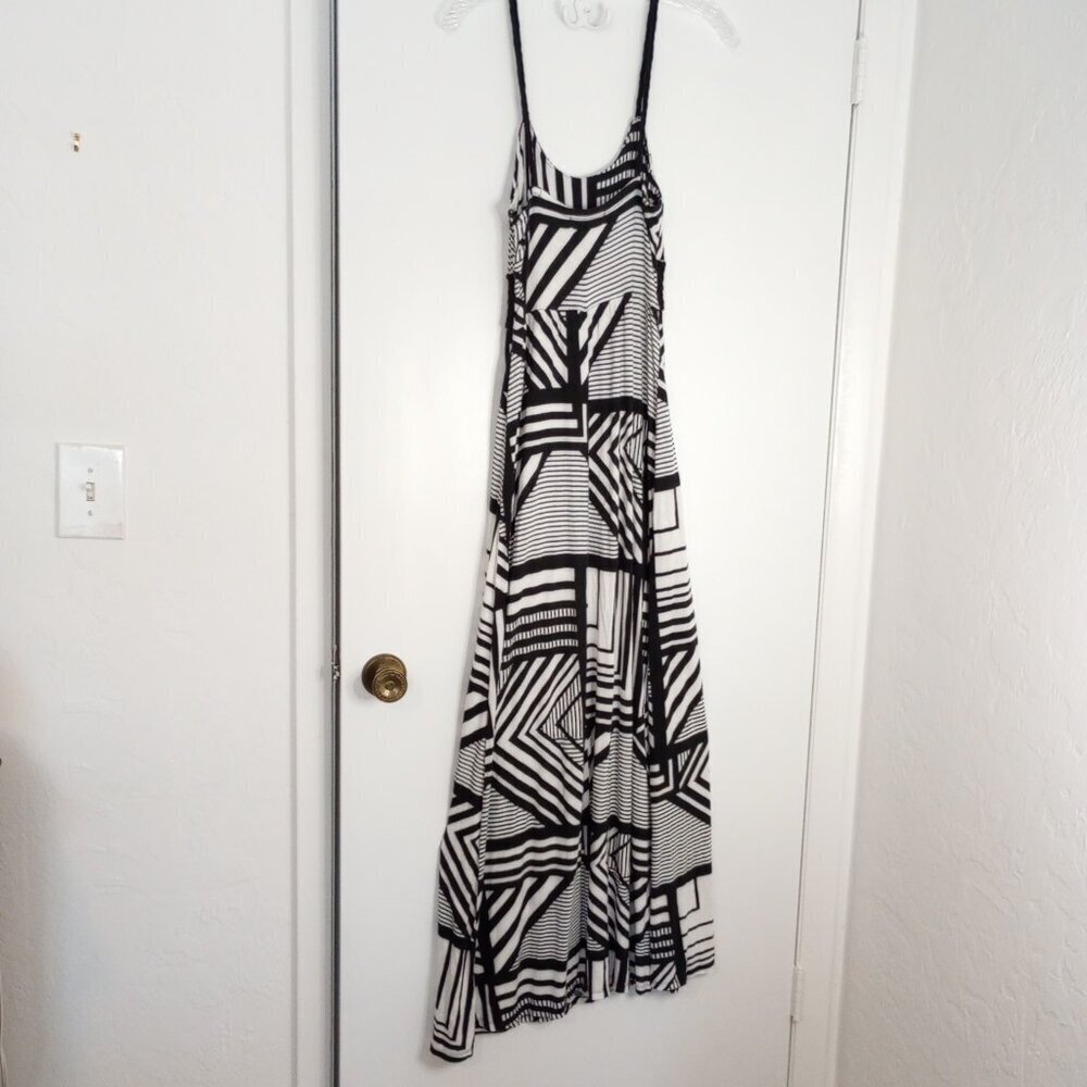 Banana Republic Black & White Abstract Stripe Braided Maxi Dress - Picture 7 of 11